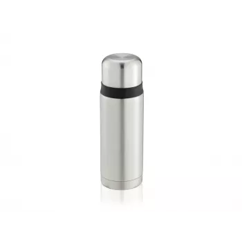 LEIFHEIT Thermos Coco 0,75L Vakuum-Isolierflasche, Edelstahl mit Glas-Innenbehälter, Silber