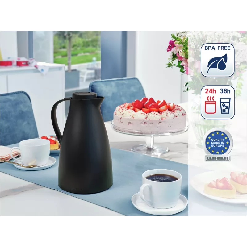 LEIFHEIT Thermos Harmonic Schwarz 1L Vakuum-Isolierkanne