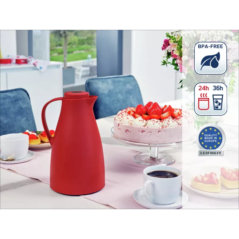 LEIFHEIT Thermos Harmonic Rot vakuumisolierte Isolierkanne 1,0 L