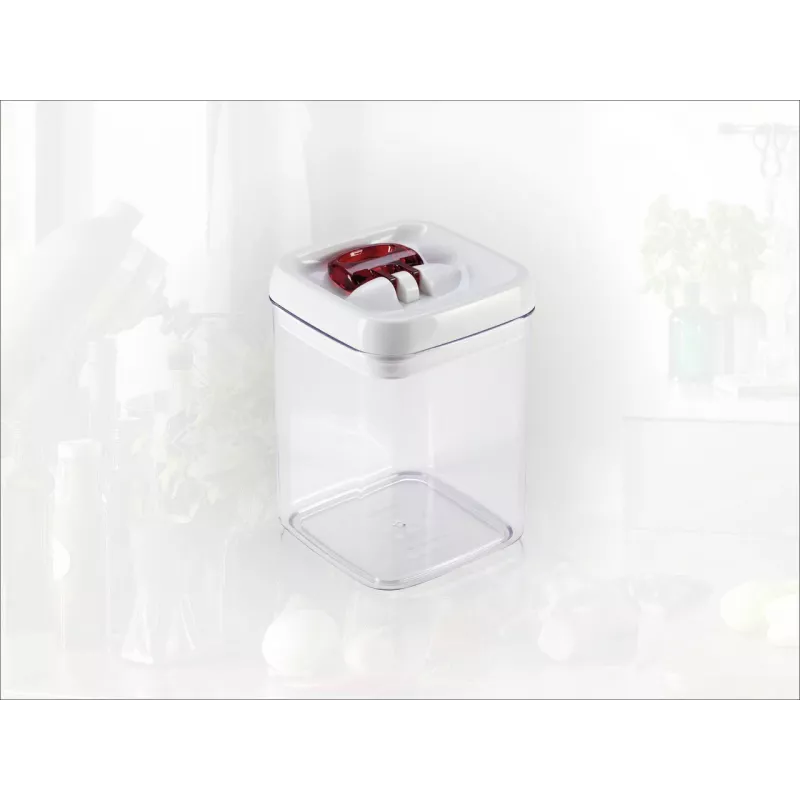 LEIFHEIT Fresh&Easy luftdichter Lebensmittelbehälter 1,6L, BPA-frei, transparent mit grünem Deckel