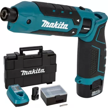 Makita TD023DSE 7,2V Li-Ion Akku-Winkel-Schlagschrauber mit 2 Akkus, Ladegerät und Transportkoffer