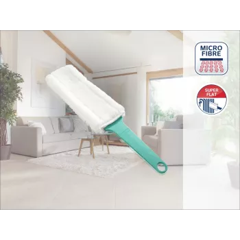 LEIFHEIT Duster Flachstaubwedel Elektrostatisch XL Flexibler Kopf mit Click-System, Blau/Weiß
