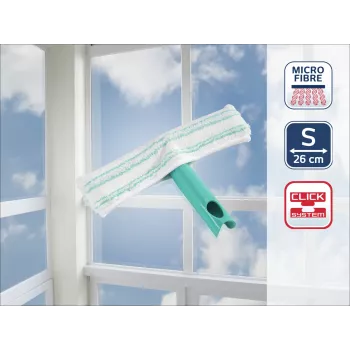 LEIFHEIT Fensterwischer M Handabzieher mit Click-System, 28 cm Gummiwischer, Ergonomischer Rutschfester Griff, Weiß/Grün