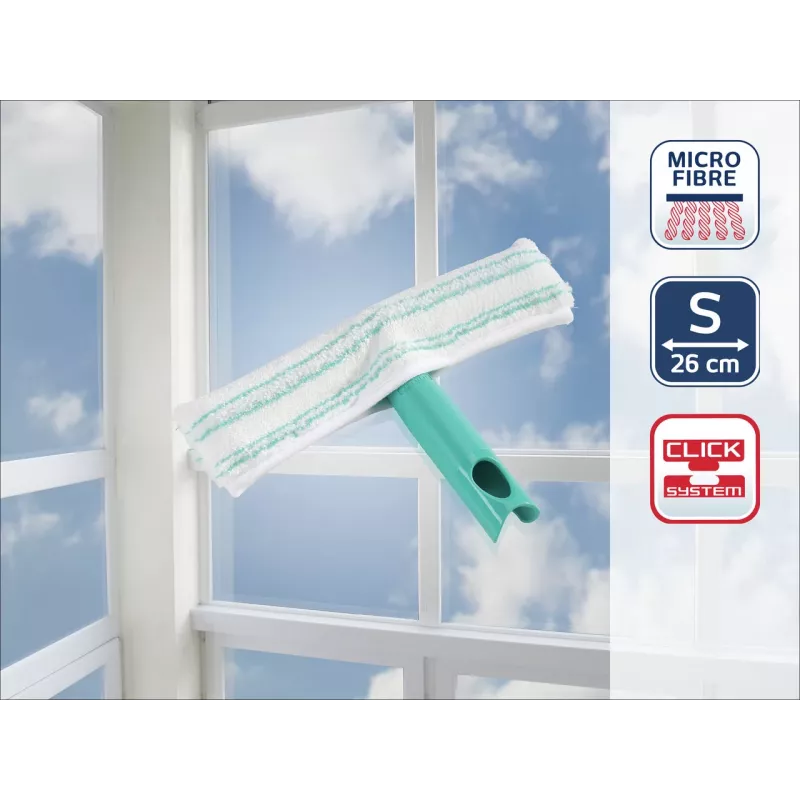 LEIFHEIT Fensterwischer M Handabzieher mit Click-System, 28 cm Gummiwischer, Ergonomischer Rutschfester Griff, Weiß/Grün