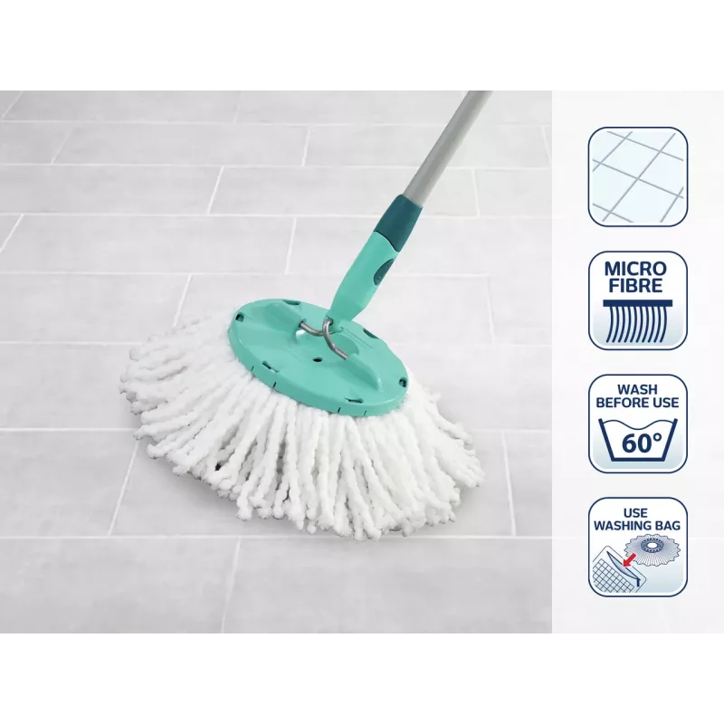 LEIFHEIT Clean Twist Disc Mop Ersatz-Set, 2 Mikrofaser-Moppköpfe, Weiß
