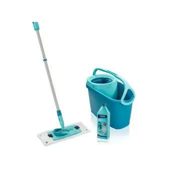 LEIFHEIT Bodenreinigungsset Clean Twist M Ergo mit Power Cleaner 1L, Spin-Mop-System, Grün/Weiß