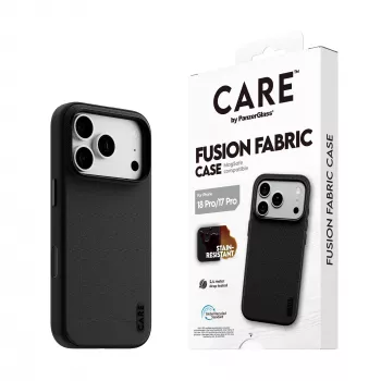 CARE by PanzerGlass Fusion Fabric Hülle Schwarz mit MagSafe für iPhone 17 Pro