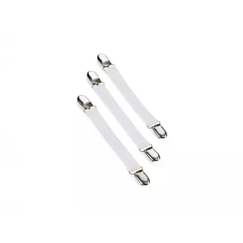 LEIFHEIT Bügelbrettbezug-Befestigungen (4er-Set, Weiß, elastische Bänder mit Clips)