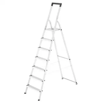 Hailo L40 StandardLine 4-stufige Aluminium-Stehleiter mit Sicherheitsbügel, 150 kg, EN 131