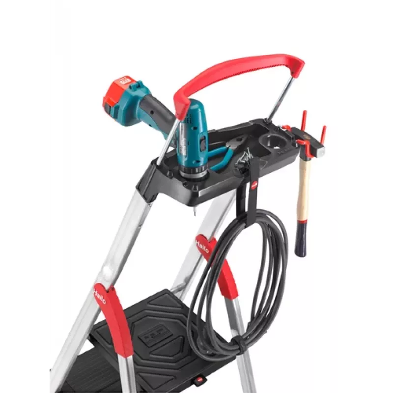 Hailo L100 TopLine 7-stufige Aluminium-Stehleiter mit Multifunktionsablage, 150 kg Traglast, EN 131 8050-607