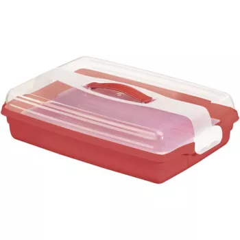 CURVER Kuchen-Transportbox rechteckig 45x29,5x11,1 cm Rot
