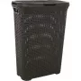CURVER Style 40L Wäschebox mit Klappdeckel, Rattan-Effekt, Dunkelgrau