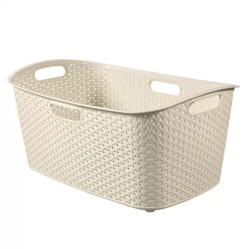 CURVER My Style Wäschekorb 47L Creme Rattan-Optik Rechteckig mit Griffen