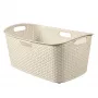 CURVER My Style Wäschekorb 47L Creme Rattan-Optik Rechteckig mit Griffen
