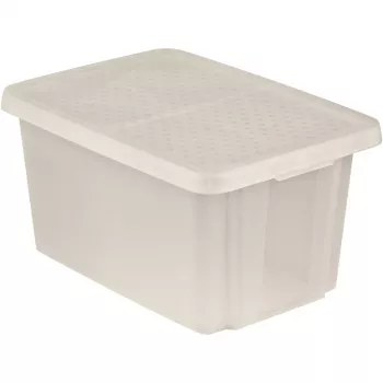 CURVER Essentials 45L transparente Aufbewahrungsbox mit Deckel, 57 x 40 x 30 cm, stapelbar, lebensmittelecht