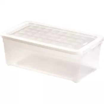 Curver Textile Box 5,7L Transparente Aufbewahrungsbox mit Deckel, 34,3 x 19,5 x 12,5 cm