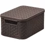 CURVER Style S Aufbewahrungsbox mit Deckel, 29,1 x 19,8 x 14,2 cm, Dunkelbraun, 8,18 L, Zusammenklappbar, Metallösen-Griff