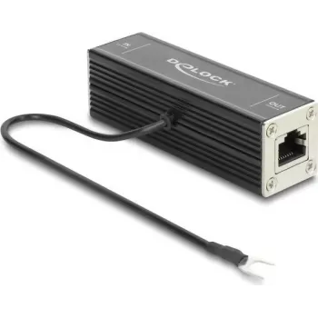Delock RJ45 Netzwerk-Überspannungsschutz Cat.6A, PoE++ kompatibel, 10 Gbps, geschirmt, Schwarz