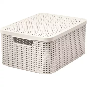 CURVER Style M Aufbewahrungsbox mit Deckel, 39,3 x 29,3 x 18,7 cm, Creme, 21,6L, Faltbar