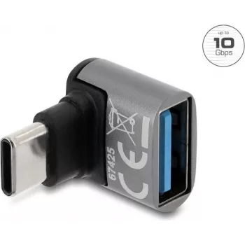 Delock USB 10 Gbps Adapter USB Typ-C Stecker auf USB Typ-A Buchse, nach oben gewinkelt, Aluminiumgehäuse