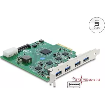 Delock PCI Express x4 Karte zu 4 x USB 5 Gbps USB Typ-A Quad-Kanal