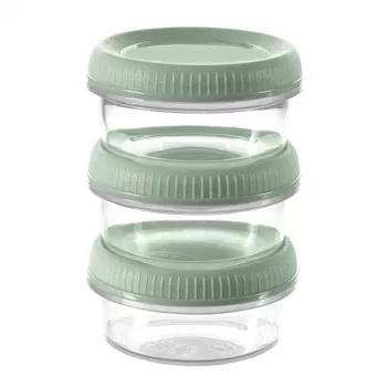 Curver Smart Eco To Go Runde Saucenbecher 3-teiliges Set, je 0,08 L, Soft Green