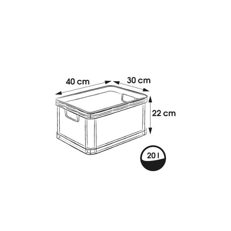 KEEEPER Robert 20L Eurobehälter, 400 x 300 x 220 mm, Graphit, Tragfähigkeit 30 kg, stapelbar, lebensmittelecht