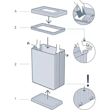 CURVER Rechteckiger metallisierter Abfallbehälter Verto Recycle 54L Pearl Pink