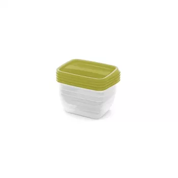 CURVER Rechteckiges Lebensmittelbehälter-Set 4 x 0,75 L Vedo Transparent Grün | Luftdicht & Stapelbar