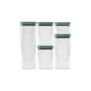CURVER Kara Vorratsdosen-Set für trockene Lebensmittel 0,5L + 2x1,2L + 1,8L + 2,4L, Transparent/Petrol, 6-teilig, luftdicht, stapelbar, BPA-frei