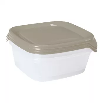 CURVER Fresh&Go 3-teiliges quadratisches Aufbewahrungsbehälter-Set 0,8L Beige
