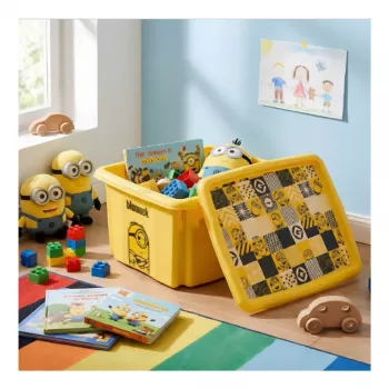 KEEEPER Aufbewahrungsbox mit Deckel 15L Karolina „Minions Mosaik“ 38x29,5x20,5 cm Gelb