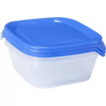 CURVER Fresh&Go Aufbewahrungsschüssel-Set mit 3, je 0,8 L, Blau, luftdichte Deckel, BPA-frei, Mikrowelle, Gefrierschrank, Spülmaschinenfest