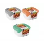 Curver Fresh & Go Aufbewahrungsschüssel-Set mit 3 Stück, je 0,8 L, rechteckig, luftdichte Deckel, bunte Farben, BPA-frei