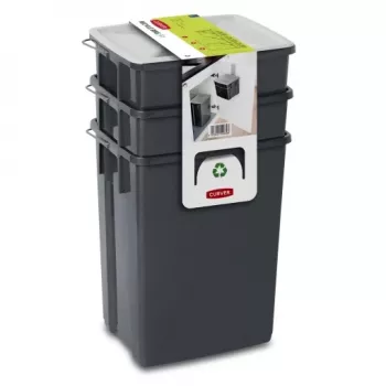 CURVER Biobox Abfalleimer-Set 2x10L + 6L Grau