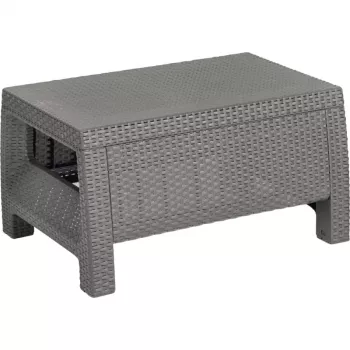 KETER Corfu Gartentisch, Rattan-Optik Harz, Beige, Rechteckig, Wetterbeständig, UV-Geschützt, Einfache Montage