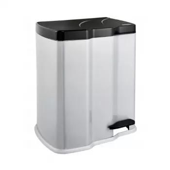 KEEEPER Tretmülleimer für Mülltrennung 7+15L Gunnar 39,5x29x43,5cm Hell Silber