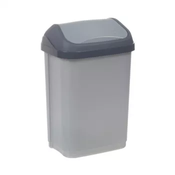 KEEEPER Swantje 10L Abfalleimer mit Drehdeckel, Hellgrau, 25,5x19x38cm