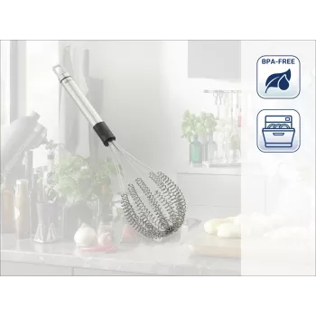 LEIFHEIT Speed Quirl M Handschneebesen, Edelstahl, Weiß/Grau, 26 cm