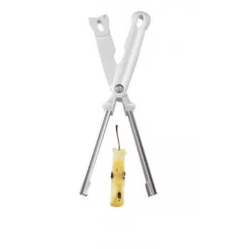 LEIFHEIT Apfelentkerner, Edelstahlklinge, ergonomischer rutschfester Griff, spülmaschinenfest, Weiß/Silber