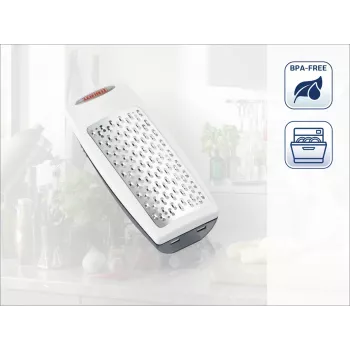 LEIFHEIT Parmesan-Käsereibe Rotary Feine Edelstahl-Trommel Weiß Grau Manuell