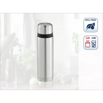 LEIFHEIT Thermos Coco 1,0L Edelstahl Vakuum-Isolierflasche, Silber