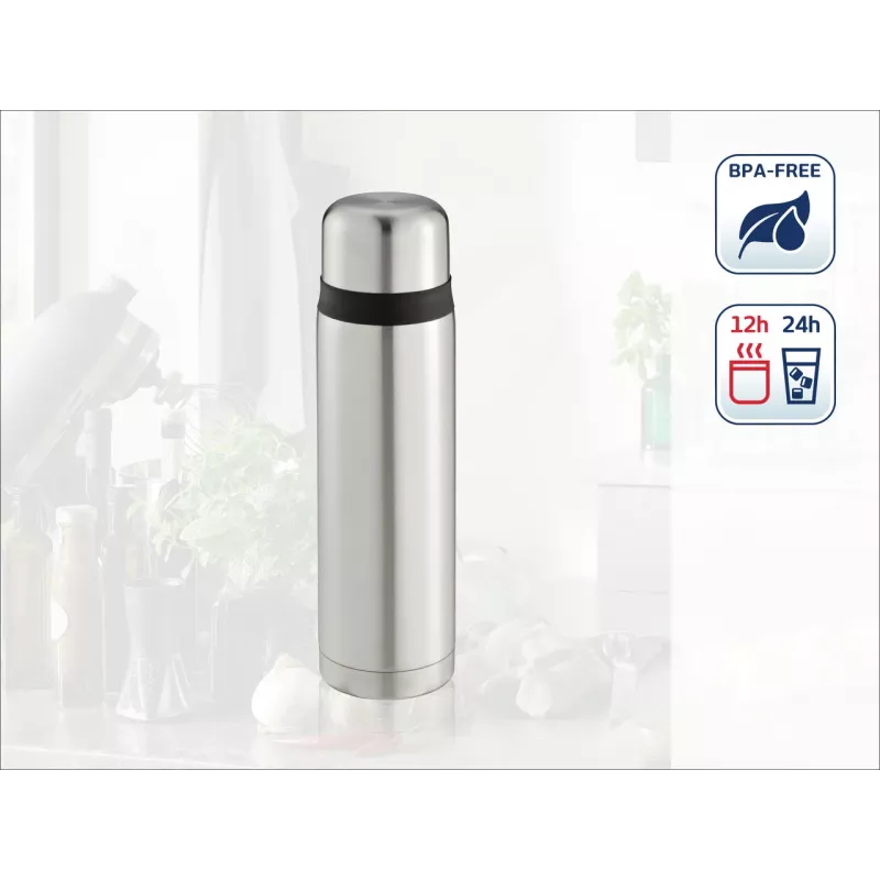 LEIFHEIT Thermos Coco 1,0L Edelstahl Vakuum-Isolierflasche, Silber
