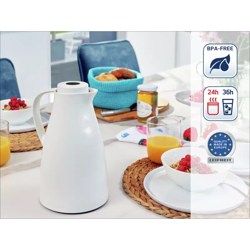 LEIFHEIT Thermos Harmonic Weiße Vakuum-Isolierkanne, 1 L