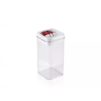 LEIFHEIT Fresh&Easy Lebensmittelaufbewahrungsbehälter 1,2 L, luftdicht, BPA-frei, transparent mit weiß/grauem Deckel
