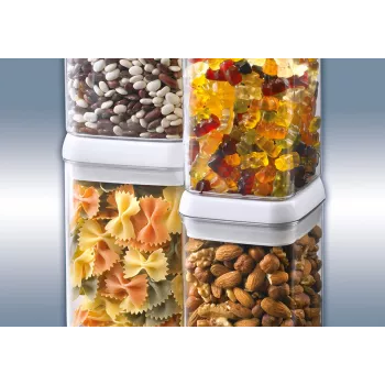 LEIFHEIT Fresh&Easy Lebensmittelaufbewahrungsbehälter 1,2 L, luftdicht, BPA-frei, transparent mit weiß/grauem Deckel