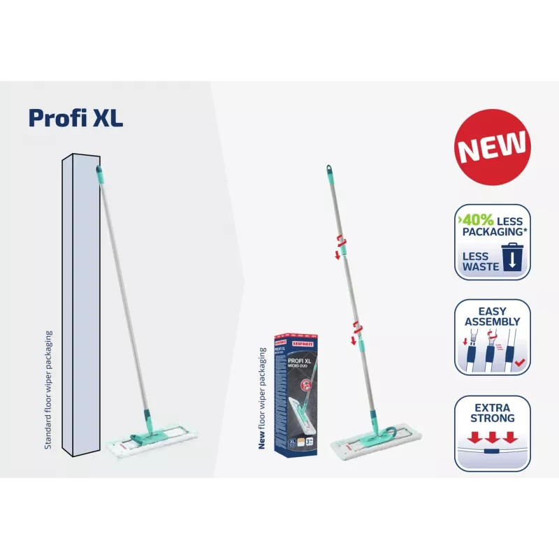 LEIFHEIT Profi XL Micro Duo 42 cm Bodenwischer mit klappbarem Stiel