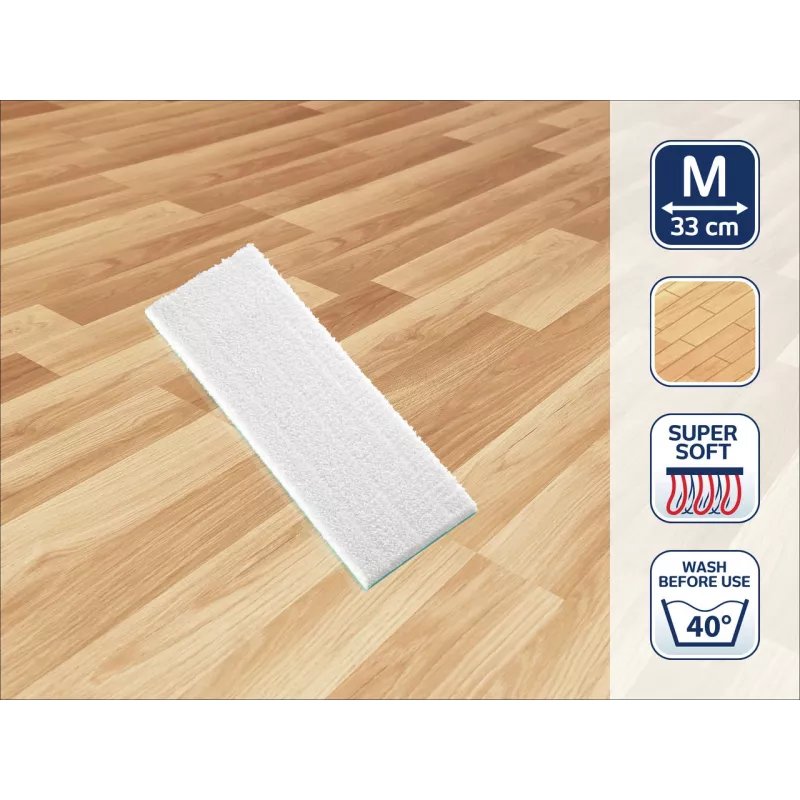 LEIFHEIT Picobello M Super Soft Ersatz-Mikrofaser-Wischmoppbezug, 33 cm, Weiß/Türkis