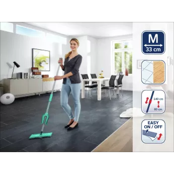 LEIFHEIT Picobello M Micro Duo Bodenwischer mit Teleskopstiel, 33 cm Reinigungsbreite, Grün/Weiß