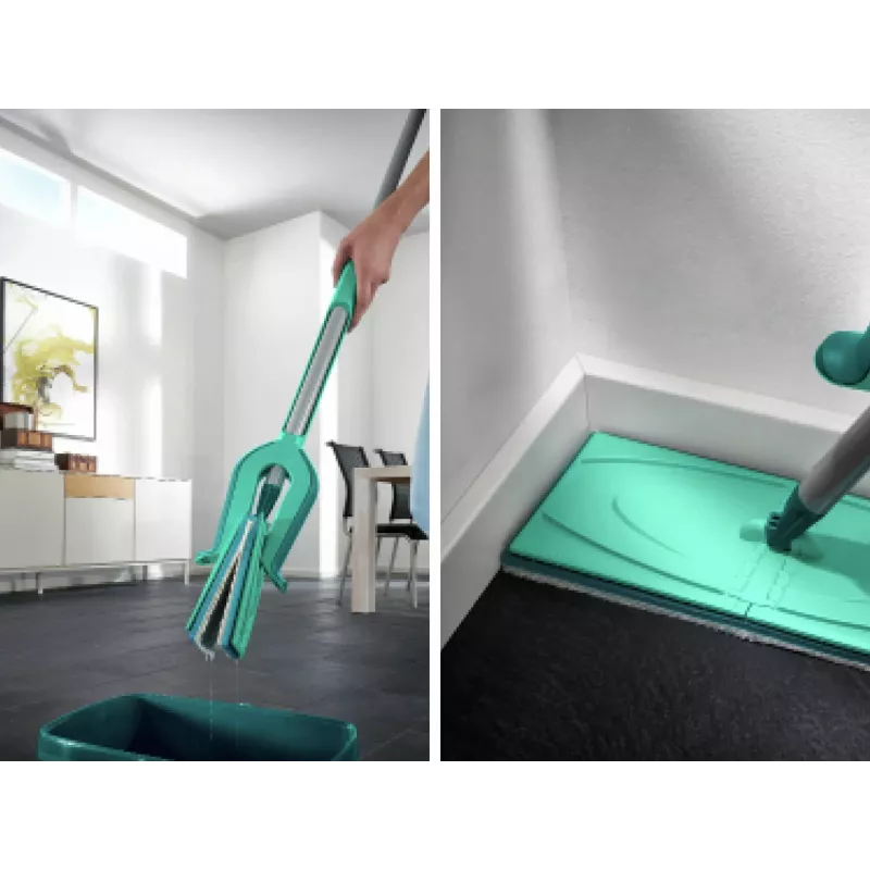 LEIFHEIT Picobello M Micro Duo Bodenwischer mit Teleskopstiel, 33 cm Reinigungsbreite, Grün/Weiß